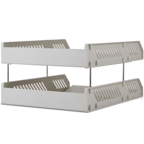 Лоток горизонтальный DELI, 2-х рядный, пластик,  серый