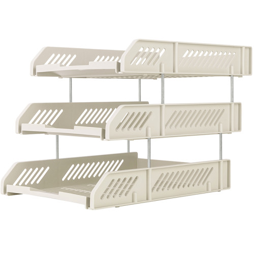 Лоток горизонтальный DELI, 3-х рядный,  пластик, серый