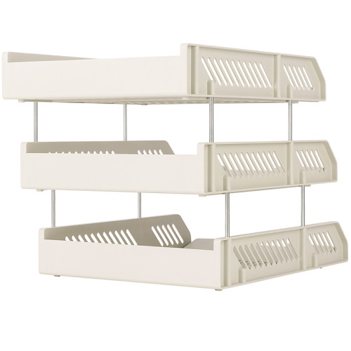 Лоток горизонтальный DELI, 3-х рядный,  пластик, серый