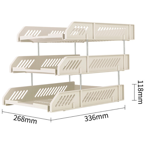 Лоток горизонтальный DELI, 3-х рядный,  пластик, серый