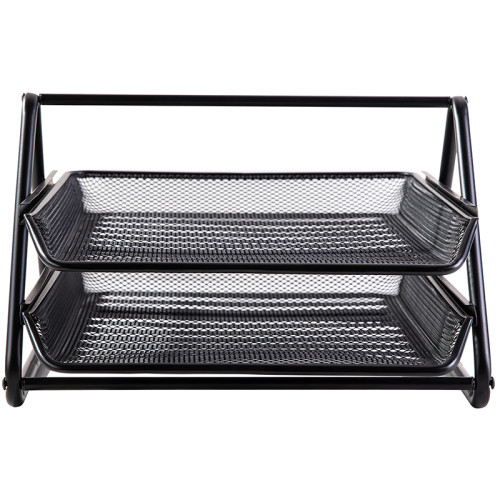 Лоток горизонтальный DELI на 2 отделения, металлический черный