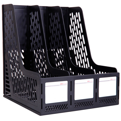 Лоток вертикальный DELI, 3 отделения, чёрный