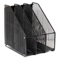 Лоток вертикальный DELI, 3 отделения, металлический, черный