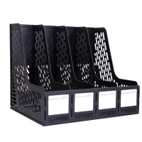 Лоток вертикальный DELI, 4 отделения, черный