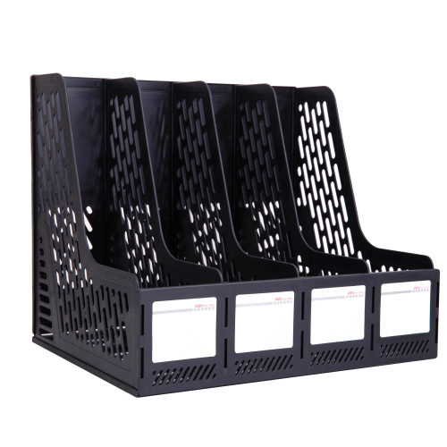 Лоток вертикальный DELI, 4 отделения, черный