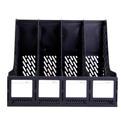 Лоток вертикальный DELI, 4 отделения, черный