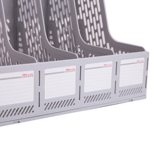 Лоток вертикальный DELI, 4 отделения, серый