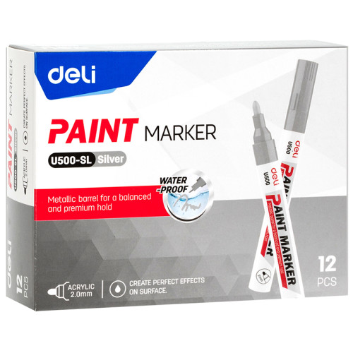 Маркер-краска DELI "Paint" U500, 2 мм, серебряный