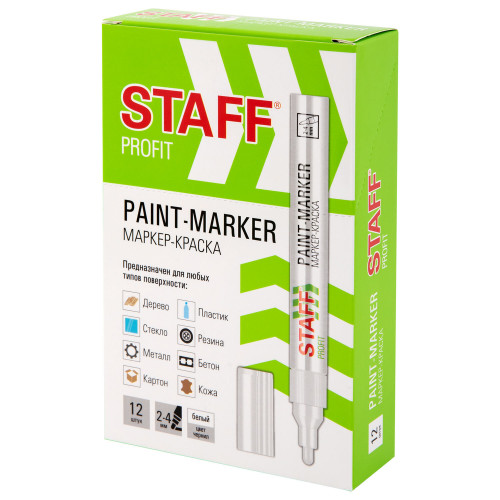 Маркер-краска STAFF нитро основа, 2-4 мм, белый