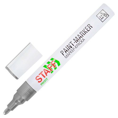 Маркер-краска STAFF нитро основа, 2-4 мм, серебристый