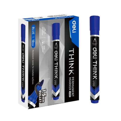 Маркер перманентный DELI "U100" 1,5 мм, синий