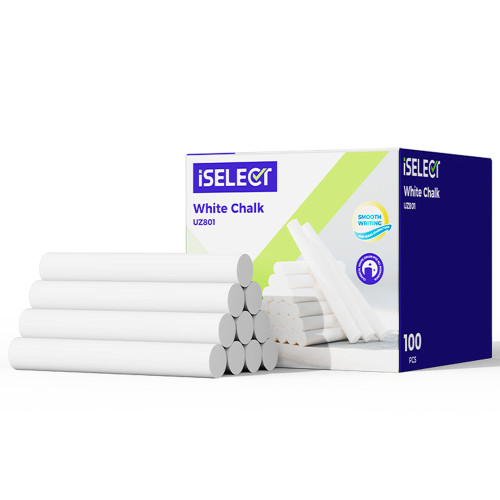 Мел школьный i Select, белый, 100 шт., средней твердости, круглый, картонная коробка