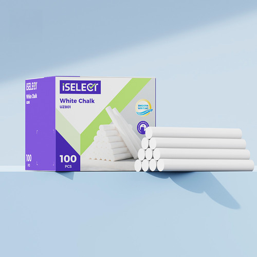 Мел школьный i Select, белый, 100 шт., средней твердости, круглый, картонная коробка
