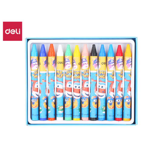 Мелки восковые Deli "Super Wings", пастельные, 12 цветов, картон