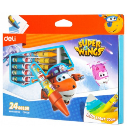 Мелки восковые Deli "Super Wings", пастельные, 24 цвета, картон