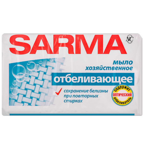 Мыло хозяйственное Sarma отбеливающее, пленка, 140 г.