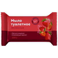 Мыло туалетное OfficeClean "Земляника", флоу-пак, 100 гр