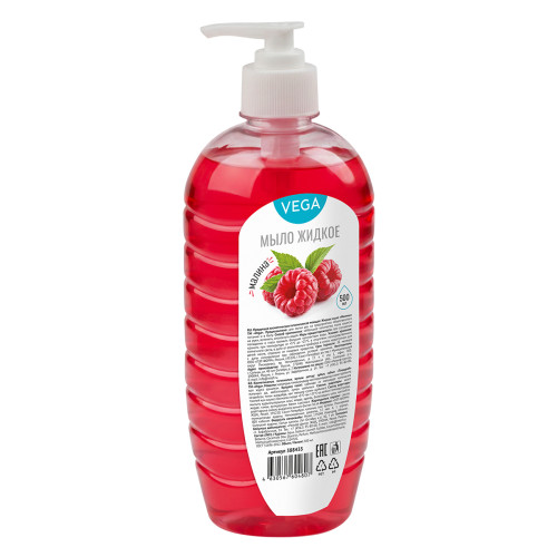 Мыло жидкое Vega "Малина", с дозатором, 500мл