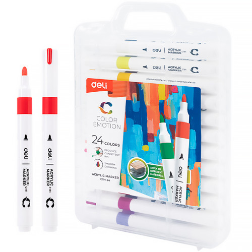 Набор акриловых маркеров Deli "Color Emotion" C191, универсальные, 24 цвета