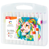 Набор акриловых маркеров Deli "Color Emotion", универсальные, 24 цвета