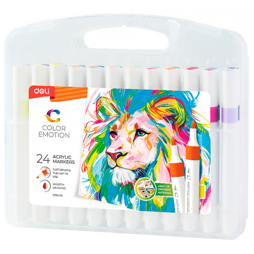 Набор акриловых маркеров Deli "Color Emotion", универсальные, 24 цвета