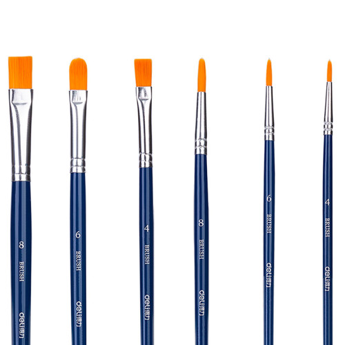 Набор кистей DELI для акварели и гуаши, нейлон, 6 штук в уп.,  №8, 6, 4