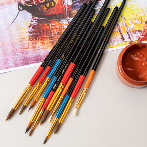 Набор кистей DELI "Color Emotion", 10 шт в уп., Пони №2,3,4,5,6, Щетина №6,8, Синтетика №2,3,4