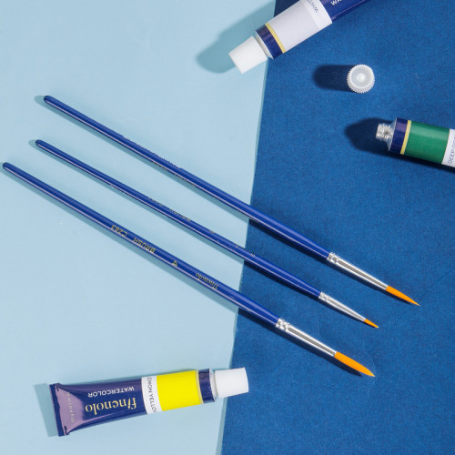 Набор кистей DELI "Finenolo", №1, круглая, березовая ручка 20 см, 6 штуки в уп., синтетика