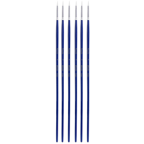 Набор кистей DELI "Finenolo", №1, круглая, березовая ручка 30 см, 6 штуки в уп., синтетика