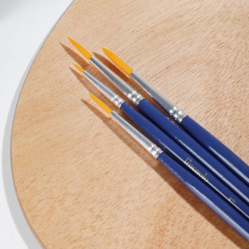 Набор кистей DELI "Finenolo", №3, круглая, березовая ручка 20 см, 6 штуки в уп., синтетика