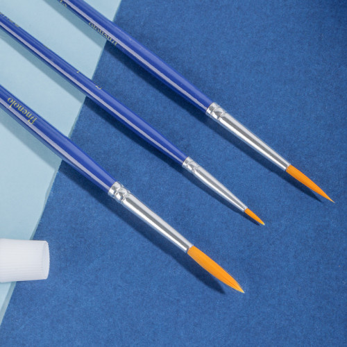 Набор кистей DELI "Finenolo", №3, круглая, березовая ручка 20 см, 6 штуки в уп., синтетика