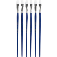 Набор кистей DELI "Finenolo", №8, плоская, березовая ручка 32 см, 6 штуки в уп., синтетика