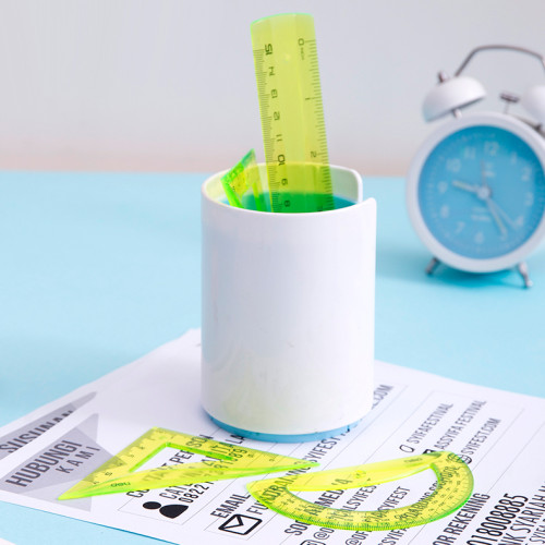 Набор линеек Deli "Pioneer" (треугольник .2 шт, линейка 15 см,транспортир), ассорти