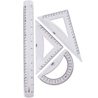 Набор линеек Deli "Pioneer" (угольник .2 шт, линейка 30 см,транспортир)