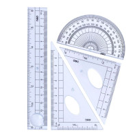 Набор линеек Deli "Uspire" (треугольник .2 шт, линейка 15 см,транспортир), прозрачный