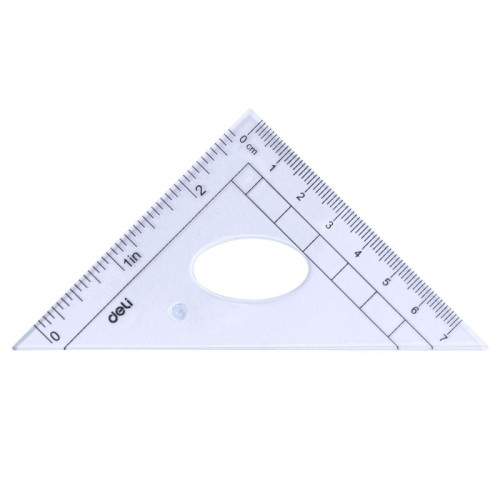 Набор линеек Deli "Uspire" (треугольник .2 шт, линейка 15 см,транспортир), прозрачный