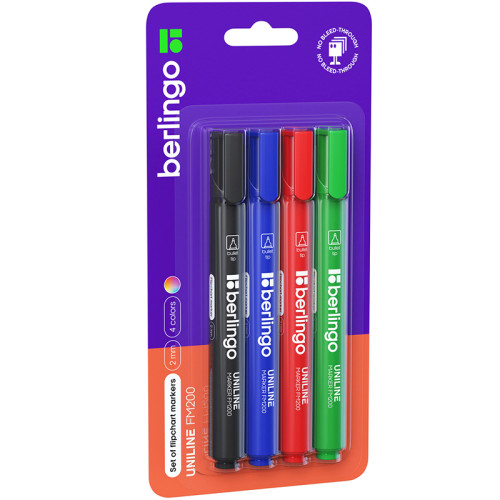 Набор маркеров для флипчарта Berlingo "Uniline FM200", 4 цвета