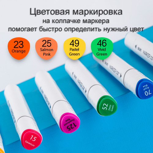 Набор маркеров для скетчинга DELI, двухсторонний 1/6 мм, 60 цветов, пластиковый кейс