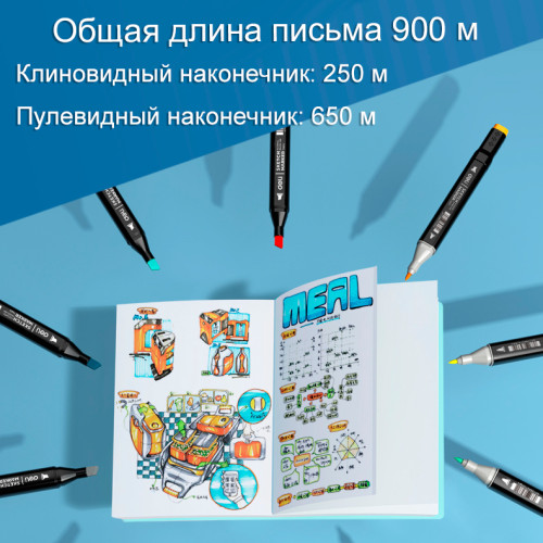 Набор маркеров для скетчинга DELI, двухсторонний 1/6 мм, 80 цветов