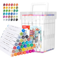 Набор маркеров для скетчинга DELI, двухсторонний 1/7 мм, 36 цветов, пластиковая коробка