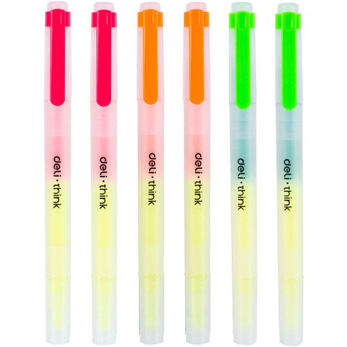 Набор текстовыделителей DELI "Think" 1-3 мм, 4 цвета, 6 штук