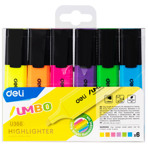 Набор текстовыделителей DELI "U366" 1-5 мм, 6 цветов