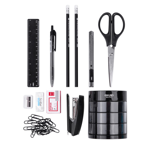 Настольный набор DELI "E38253", 12 предметов, черный