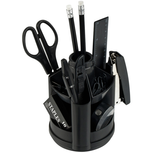 Настольный набор OfficeSpace "Минидеск", 11 предметов, вращающийся черный