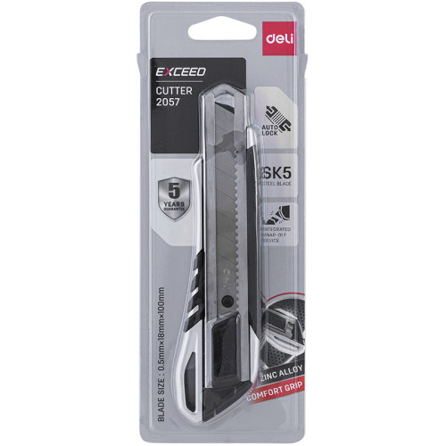 Нож канцелярский DELI, 18 мм, усиленный, металлический корпус