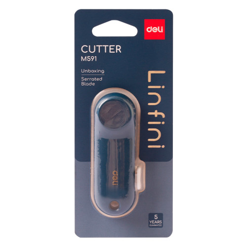 Нож-мини канцелярский DELI "Linfini",  85х31х16 мм, синий