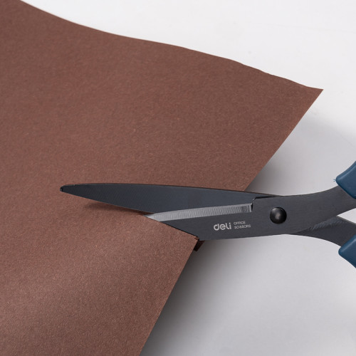 Ножницы DELI, 210 мм, с черным лезвием, пластиковые ручки, цвет ассорти