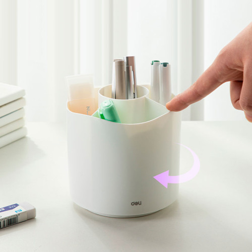 Органайзер DELI 118х118х120 мм, на 5 отделений, вращающийся, белый