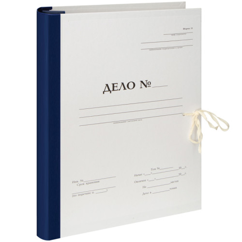 Папка архивная для переплета STAFF "Форма 21", с гребешками, 4 отверстия, с 2 завязками, 50 мм