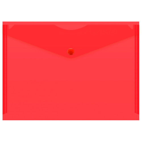 Папка-конверт на кнопке Бюрократ, А5, 180 мкм, красная